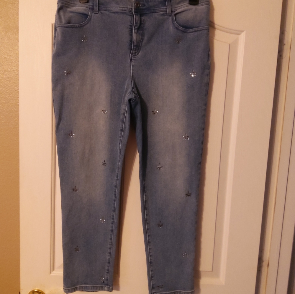 Chicos fabulously slimming embellished jean. Good  condition. Chicos sz 2